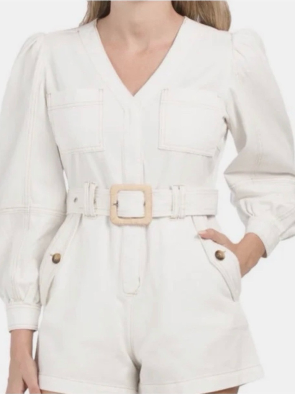 NWT-SAM EDELMAN WHITE JEAN SHORTS ROMPER